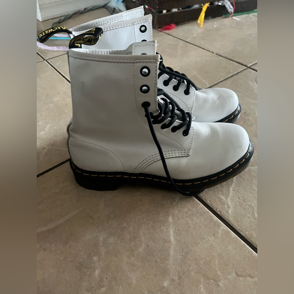 White Combat Boots with Black Sole and Laces - Doc Martens